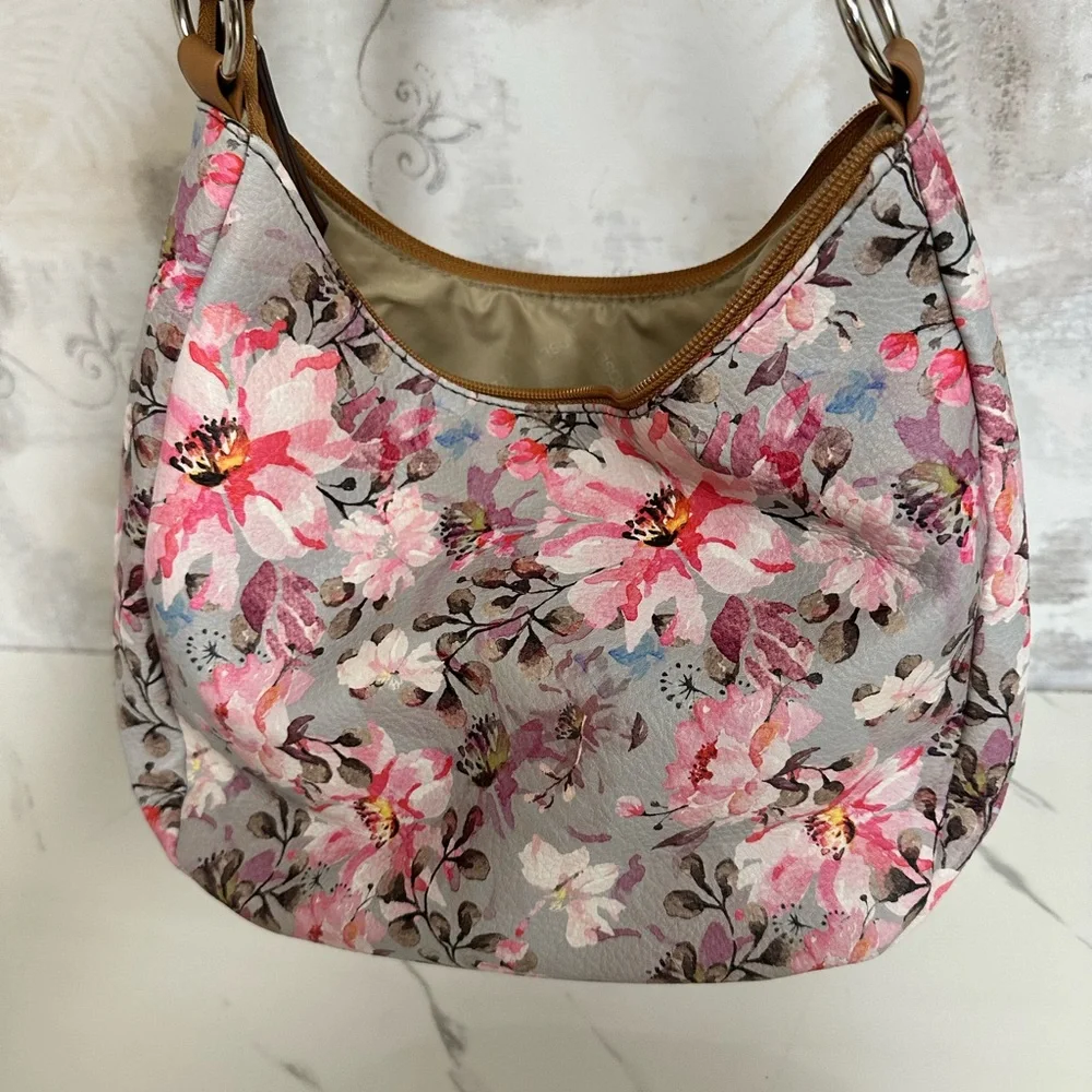 Rosetti Pink and Brown Floral Hobo Bag - Picture 5 of 7